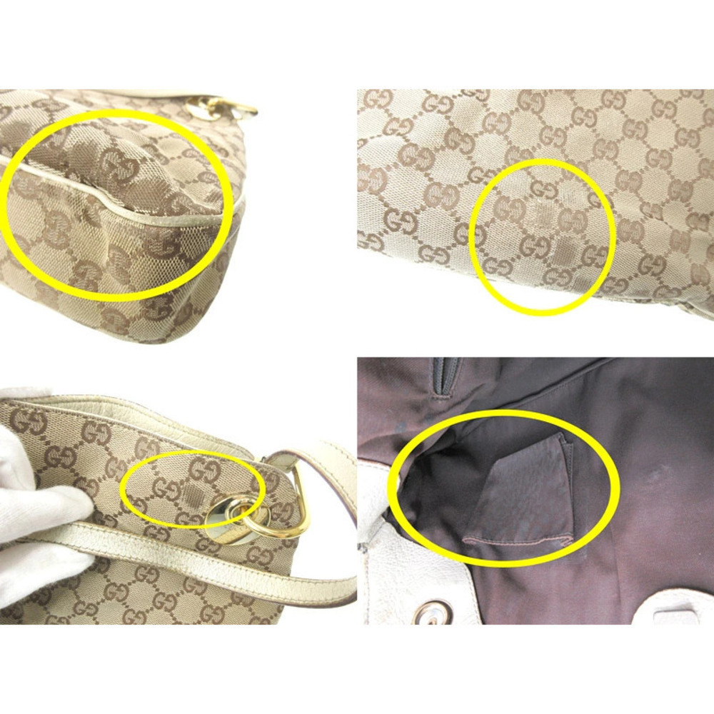 GUCCI Shoulder Bag GG Canvas Leather Beige Brown - Picture 5 of 5